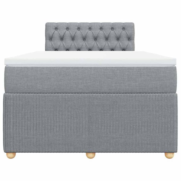 vidaXL Κρεβάτι Boxspring με Στρώμα Ανοιχτό Γκρι 120x200 εκ. Υφασμάτινο