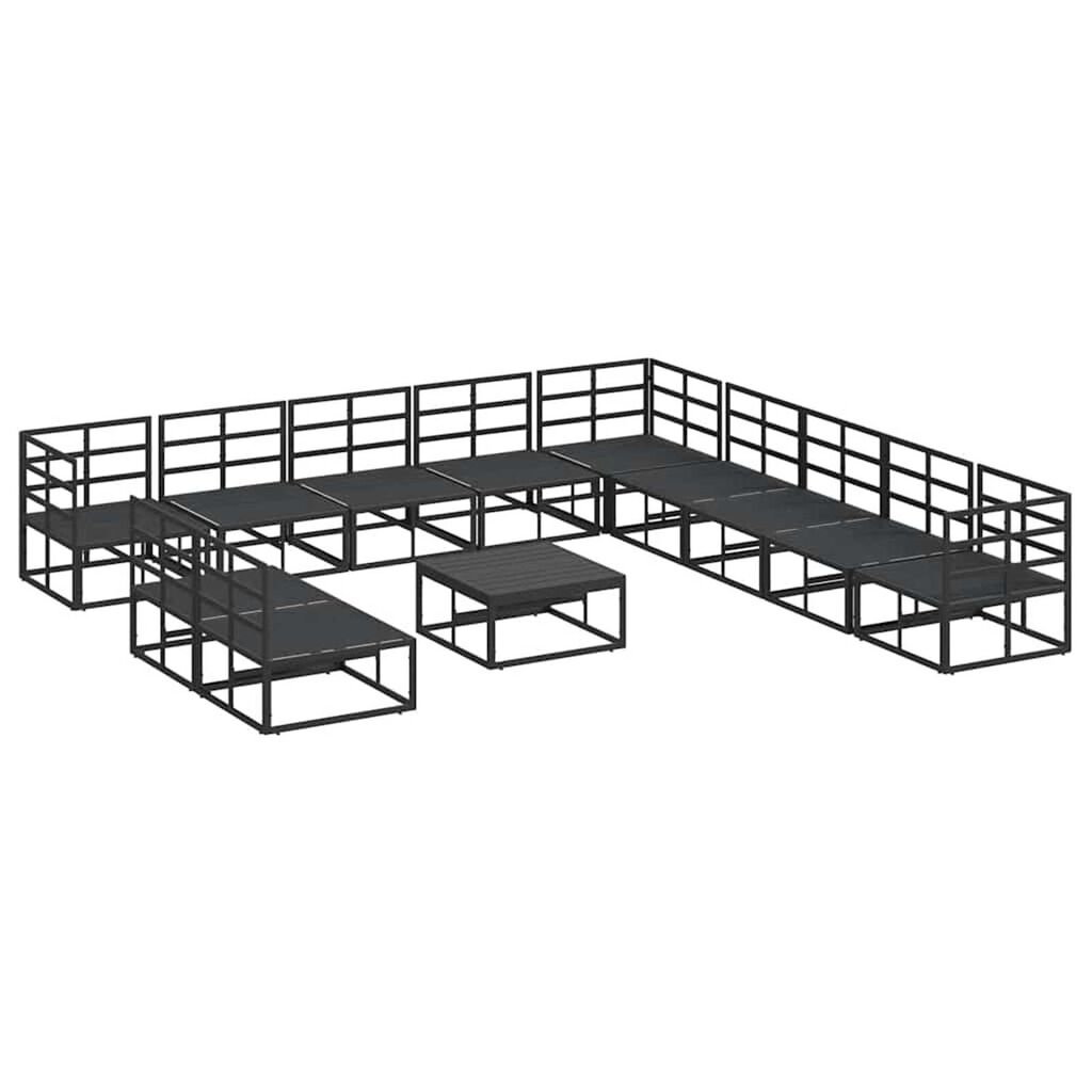 vidaXL Σετ Καναπέ Κήπου με μαξιλάρι 12 pcs Μαύρο Αλουμίνιο