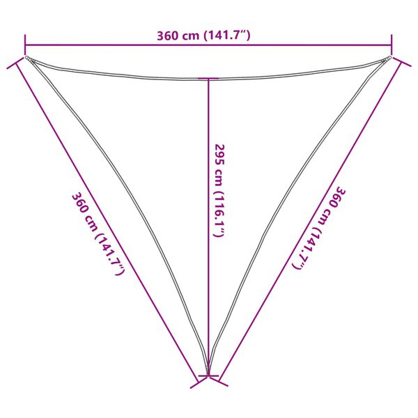 vidaXL Πανί Σκίασης Τριγωνικό Μπεζ 3,6 x 3,6 x 3,6 μ. από HDPE
