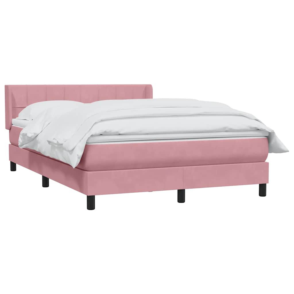 vidaXL Box Spring κρεβάτι με στρώμα ροζ 140x220 cm Βελούδινο