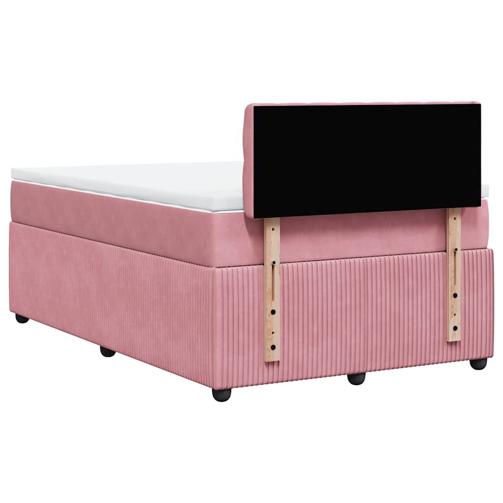 vidaXL Κρεβάτι Boxspring με Στρώμα Ροζ 120x190 εκ. Βελούδινο