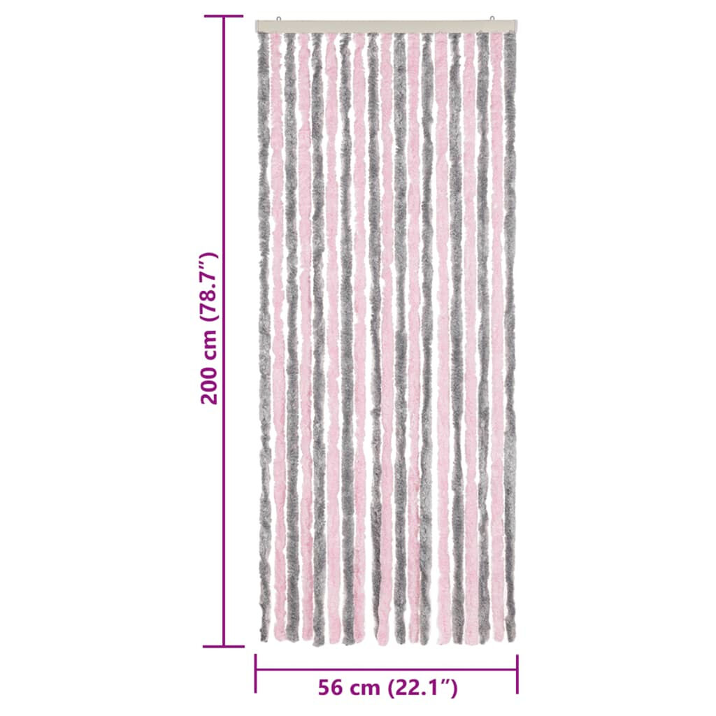 vidaXL Σήτα Εντόμων Ασημί Γκρι / Ροζ 56 x 200 εκ. από Σενίλ