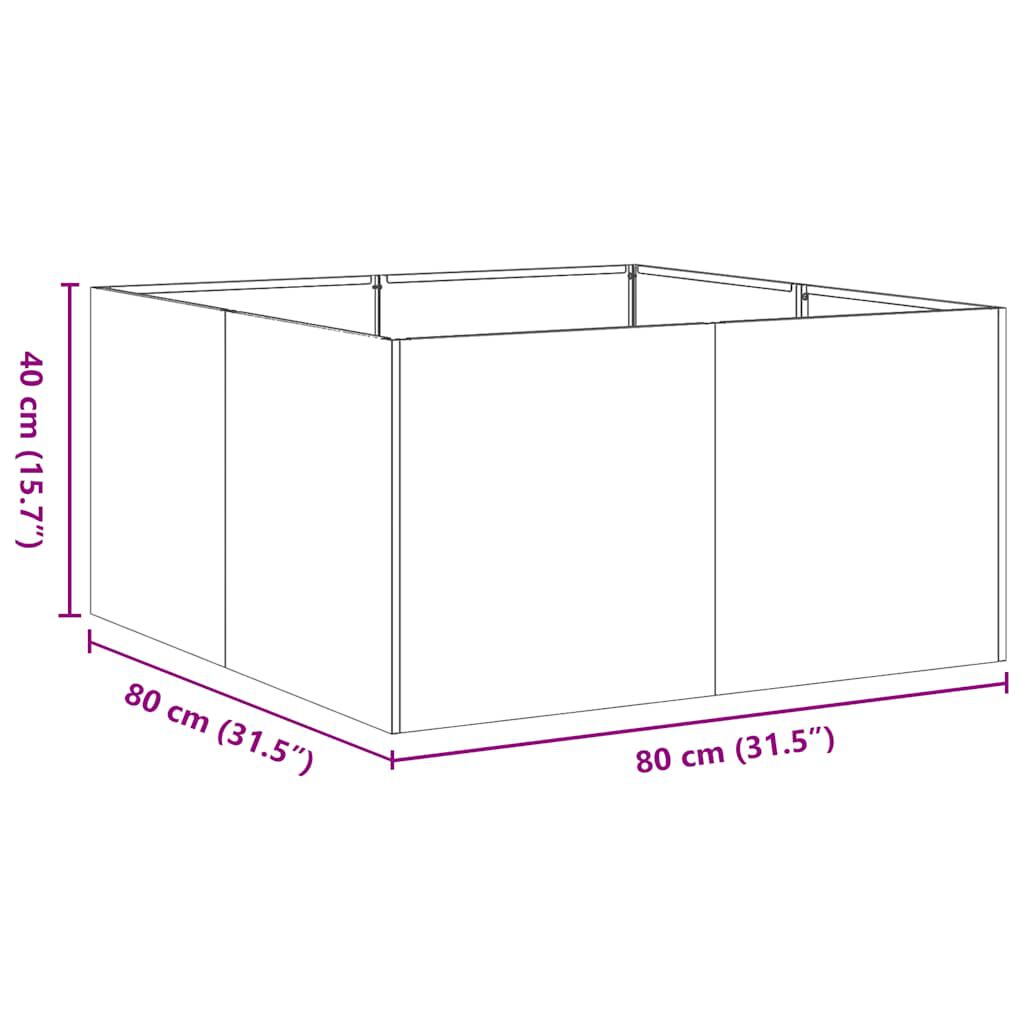 vidaXL Ζαρντινιέρα Μαύρη 80x80x40 εκ. από Χάλυβα Ψυχρής Έλασης