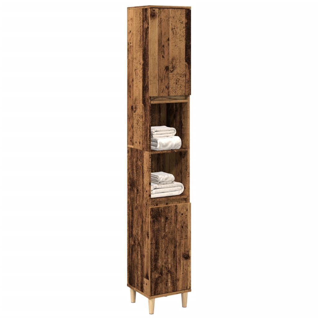 vidaXL Ντουλάπι μπάνιου Παλιό ξύλο 30x30x190 cm Κατασκευασμένο ξύλο