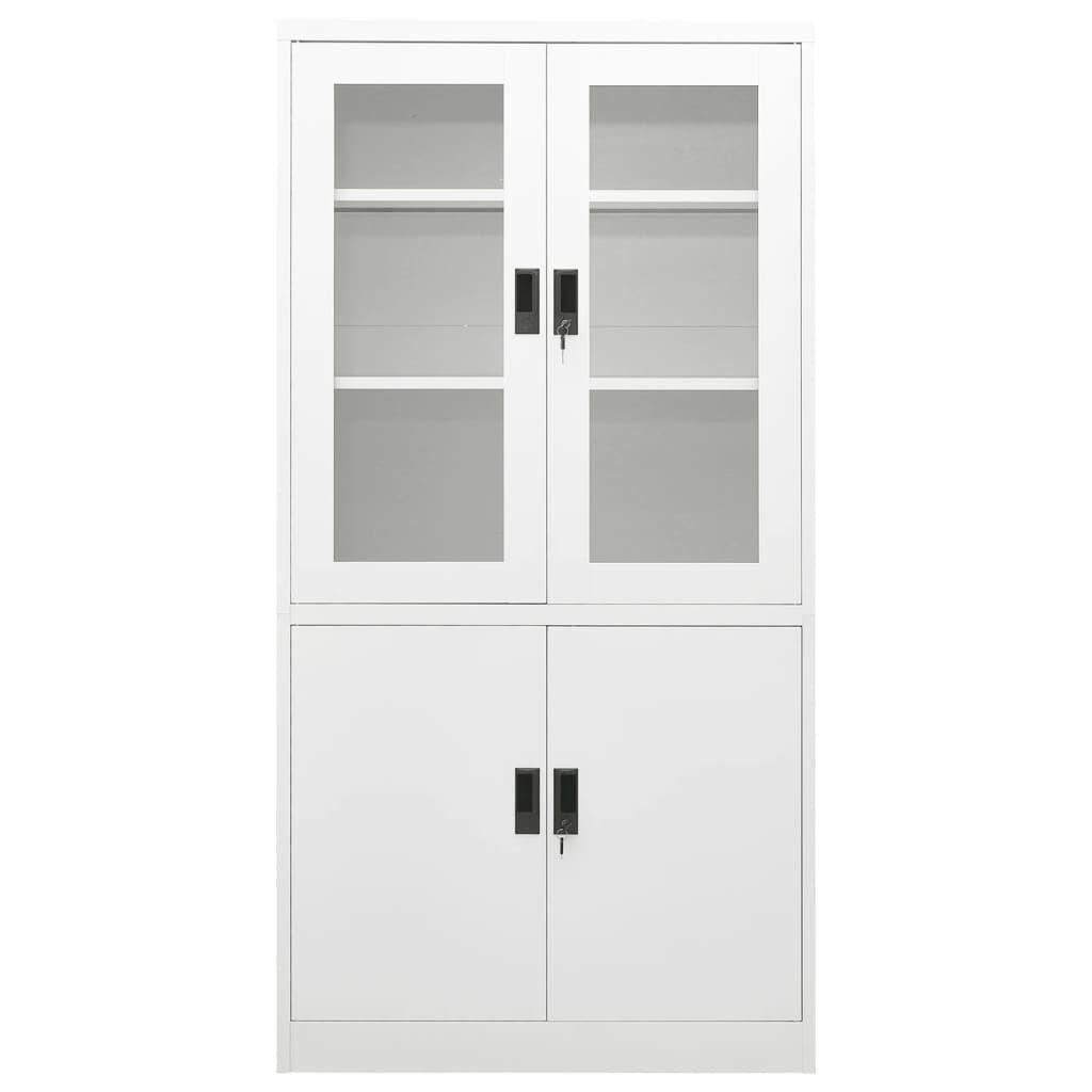 vidaXL Ντουλάπα Γραφείου 90 x 40 x 180 εκ. Λευκή Ατσάλινη