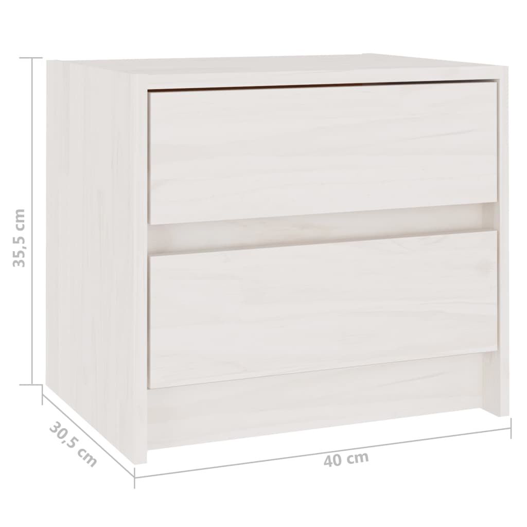 vidaXL Κομοδίνο Λευκό 40 x 30,5 x 35,5 εκ. από Μασίφ Ξύλο Πεύκου