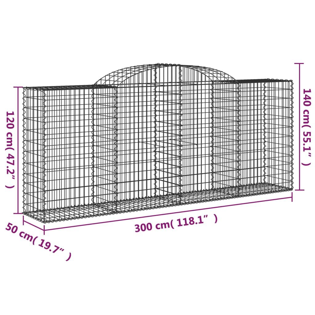 vidaXL Συρματοκιβώτια Τοξωτά 7 τεμ. 300x50x120/140 εκ. Γαλβαν. Ατσάλι