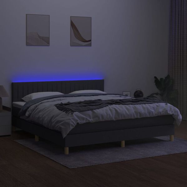 vidaXL &Kappa;&rho;&epsilon;&beta;ά&tau;&iota; Boxspring &mu;&epsilon; &Sigma;&tau;&rho;ώ&mu;&alpha; & LED &Sigma;&kappa;.&Gamma;&kappa;&rho;&iota; 160x200 &epsilon;&kappa; &Upsilon;&phi;&alpha;&sigma;&mu;ά&tau;&iota;&nu;&omicron;