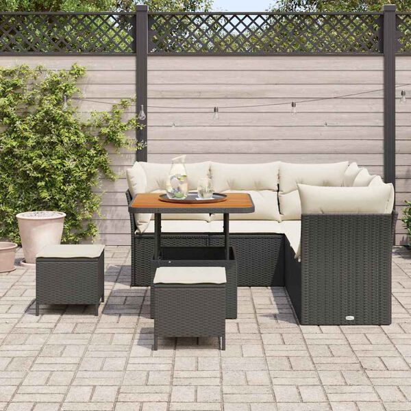vidaXL Σετ Καναπέ Κήπου 8 pcs Μαύρο συνθετικό ρατάν
