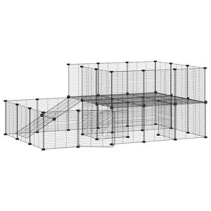 vidaXL Κλουβί Κατοικίδιων με 44 Πάνελ + Πόρτα Μαύρο 35 x 35εκ Ατσάλινο