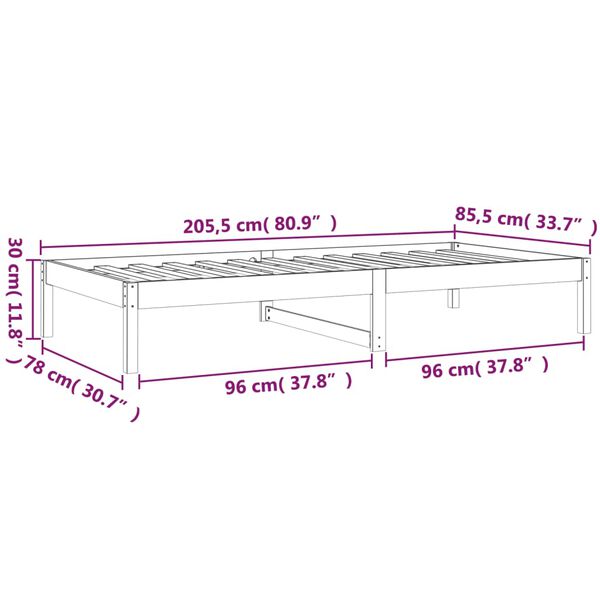 vidaXL Καναπές Κρεβάτι Χωρίς Στρώμα Λευκό 80x200 εκ. Μασίφ Ξύλο Πεύκου