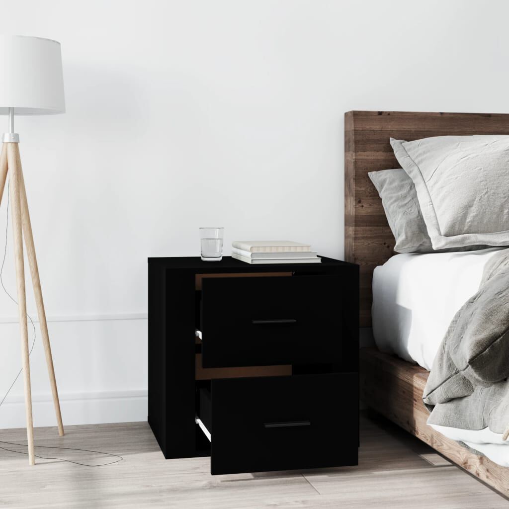 vidaXL Κομοδίνο Μαύρο 50 x 39 x 47 εκ.