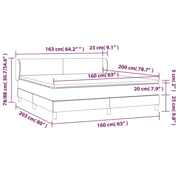 vidaXL Κρεβάτι Boxspring με Στρώμα Ροζ 160x200 εκ. Βελούδινο