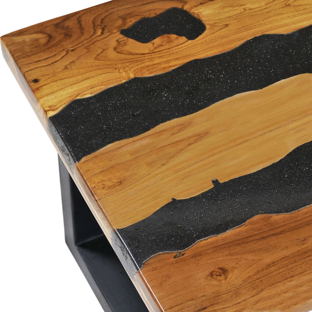 vidaXL Τραπέζι Σαλονιού 100x50x40 εκ. Μασίφ Ξύλο Teak/Ηφαιστ. Πέτρωμα