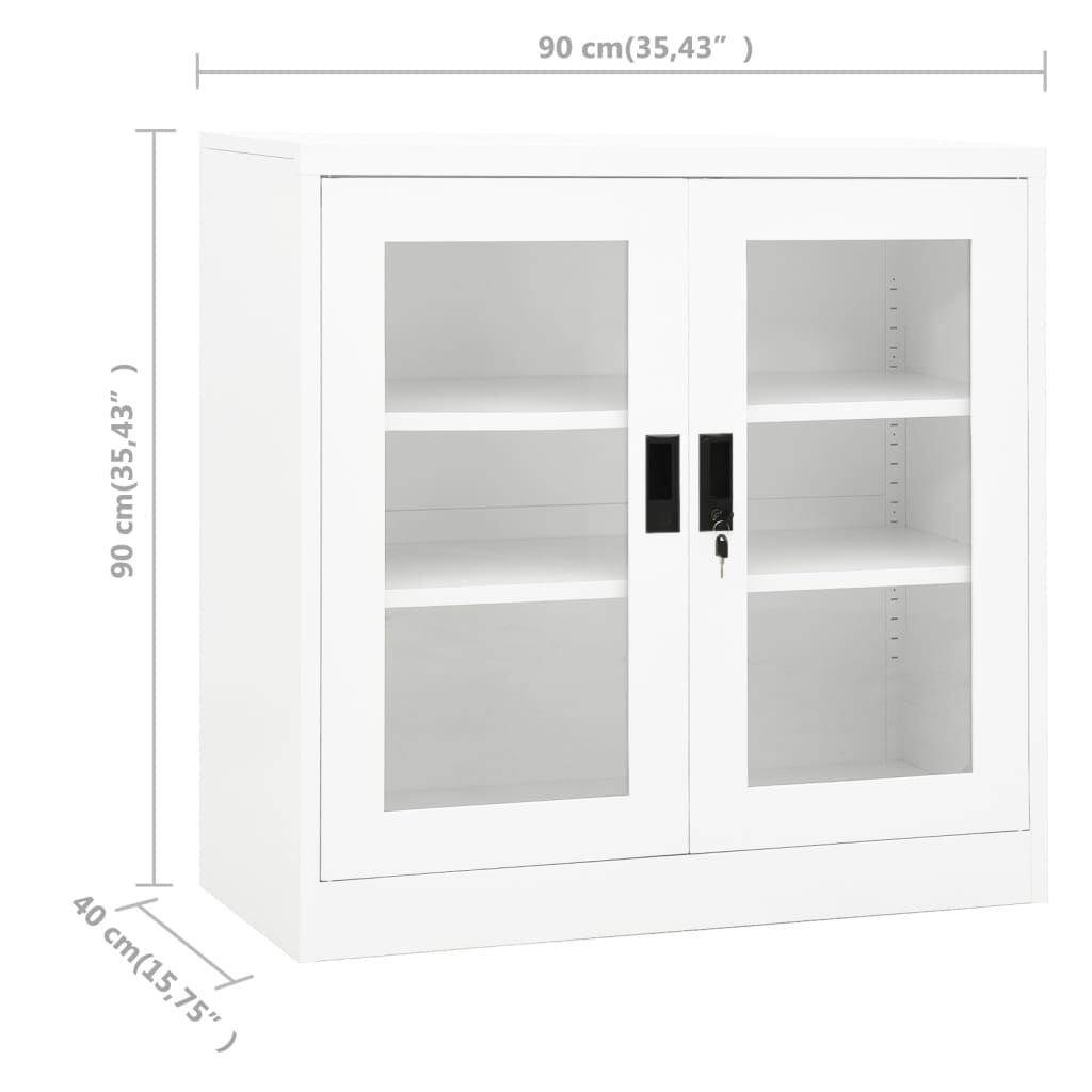 vidaXL Ντουλάπα Γραφείου 90 x 40 x 90 εκ. Λευκή Ατσάλινη