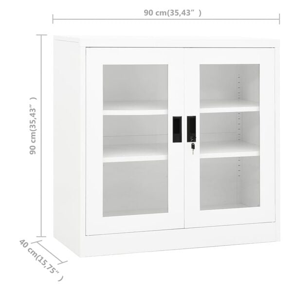 vidaXL Ντουλάπα Γραφείου 90 x 40 x 90 εκ. Λευκή Ατσάλινη