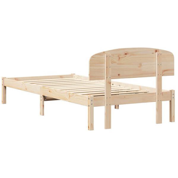 vidaXL Σκελετός Κρεβατιού Καφέ 90 x 190 cm Μασίφ ξύλο πεύκου