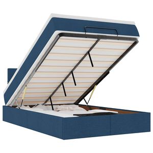 vidaXL Οθωμανικό κρεβάτι με στρώμα & LEDs Μπλε 120x200 cm Ύφασμα