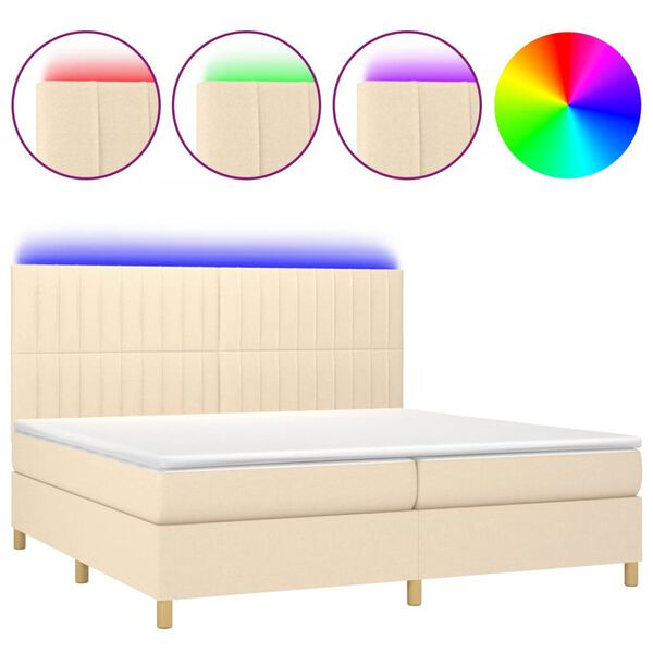 vidaXL &Kappa;&rho;&epsilon;&beta;ά&tau;&iota; Boxspring &mu;&epsilon; &Sigma;&tau;&rho;ώ&mu;&alpha; & LED &Kappa;&rho;&epsilon;&mu; 200x200 &epsilon;&kappa;. &Upsilon;&phi;&alpha;&sigma;&mu;ά&tau;&iota;&nu;&omicron;