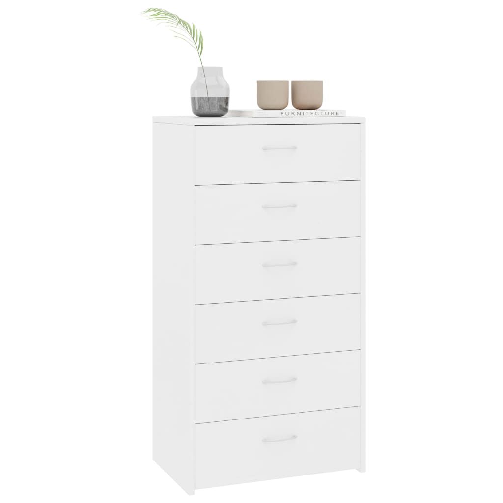 vidaXL Συρταριέρα με 6 Συρτάρια Λευκή 50 x 34 x 96 εκ. από Επεξ. Ξύλο