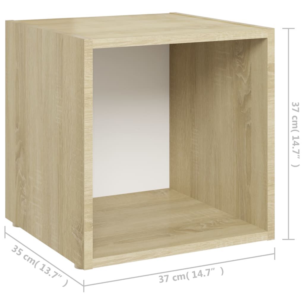 vidaXL Έπιπλα Τηλεόρασης 2 τεμ. Λευκό & Δρυς 37x35x37 εκ. Επεξ. Ξύλο