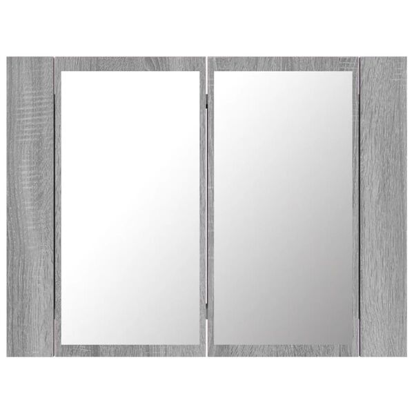 vidaXL Έπιπλο Καθρέφτη με LED Γκρι Sonoma 60x12x45 εκ. Επεξ. Ξύλο
