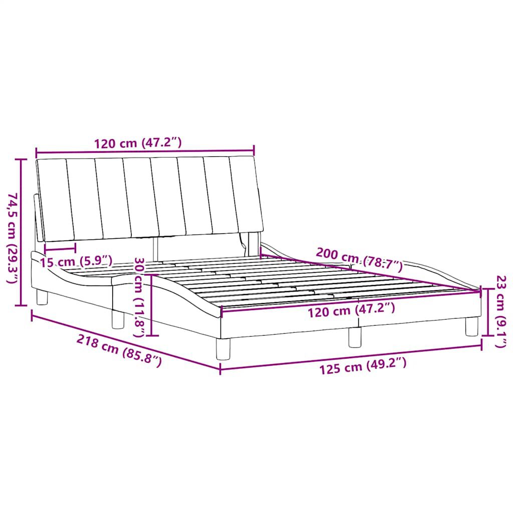 vidaXL Σκελετός Κρεβατιού Χωρίς Στρώμα Κρεμ 120x200 εκ. Υφασμάτινο