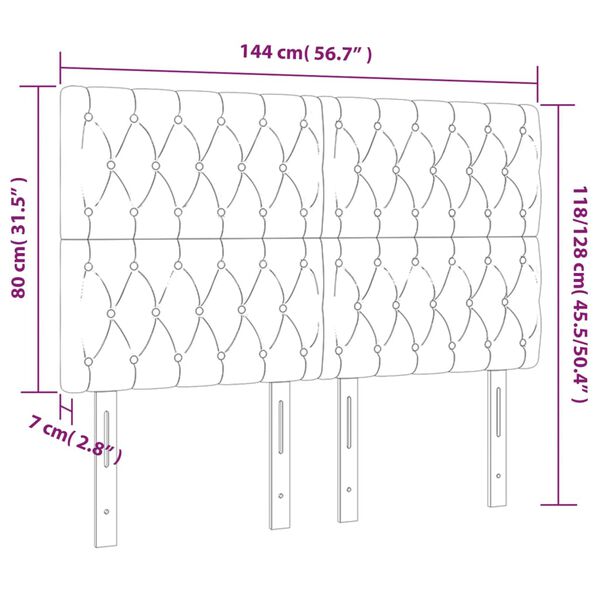 vidaXL Κεφαλάρι Κρεβατιού LED Ανοιχτό Γκρι 144x7x118/128εκ. Υφασμάτινο