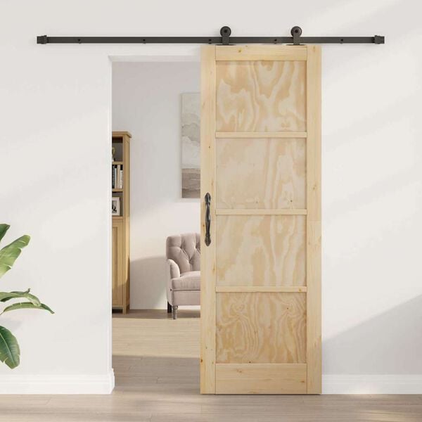 vidaXL Συρόμενη Πόρτα ORKDAL Φυσικό και μαύρο 73.5 x 211 εκ