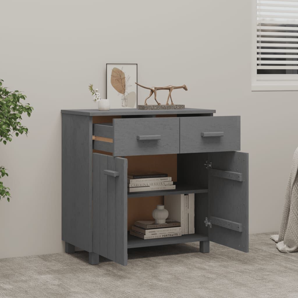 vidaXL Ντουλάπι Αποθήκευσης Σκούρο Γκρι 79x40x80 εκ. Μασίφ Ξύλο Πεύκου