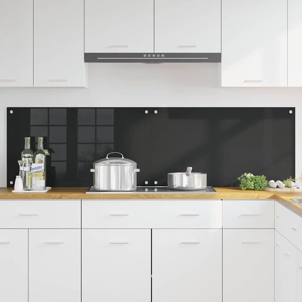 vidaXL Πίσω Πάνελ Κουζίνας Μαύρο 90 x 50 cm σκληρυμένο γυαλί