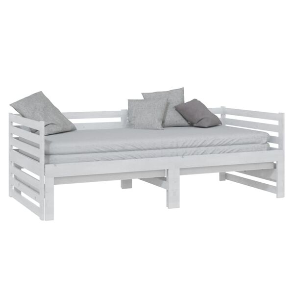 vidaXL Καναπές Κρεβάτι Λευκός 2 x (90 x 200) εκ. από Μασίφ Ξύλο Πεύκου