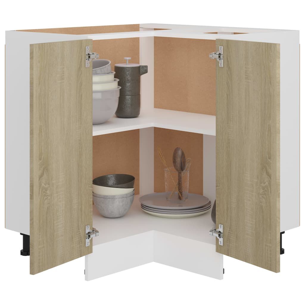 vidaXL Ντουλάπι Δαπέδου Γωνιακό Lyon Sonoma Δρυς 75,5x75,5x81,5 εκ.