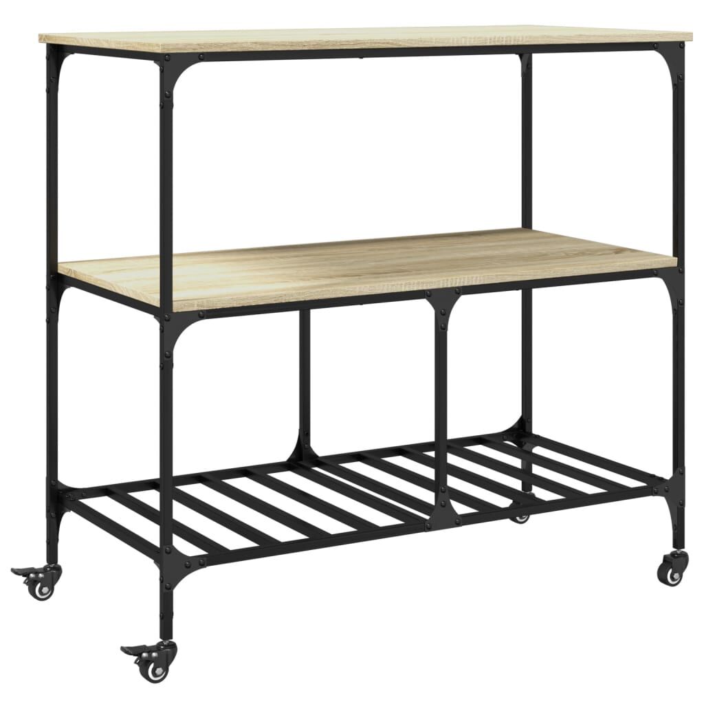 vidaXL Τρόλεϊ Κουζίνας Sonoma Δρυς 100x50x95 εκ. Επεξεργασμένο Ξύλο