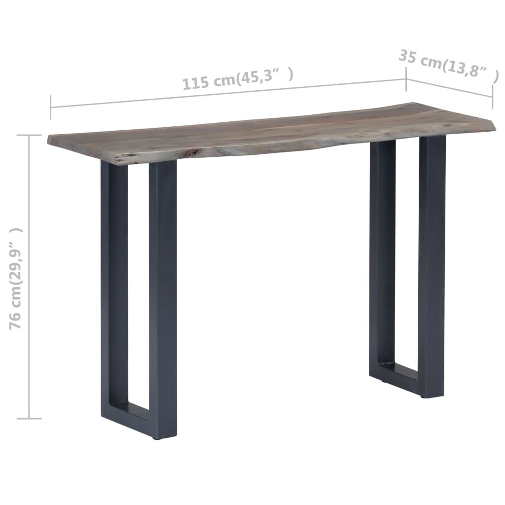vidaXL Τραπέζι Κονσόλα Γκρι 115x35x76 εκ. Μασίφ Ξύλο Ακακίας / Σίδηρο