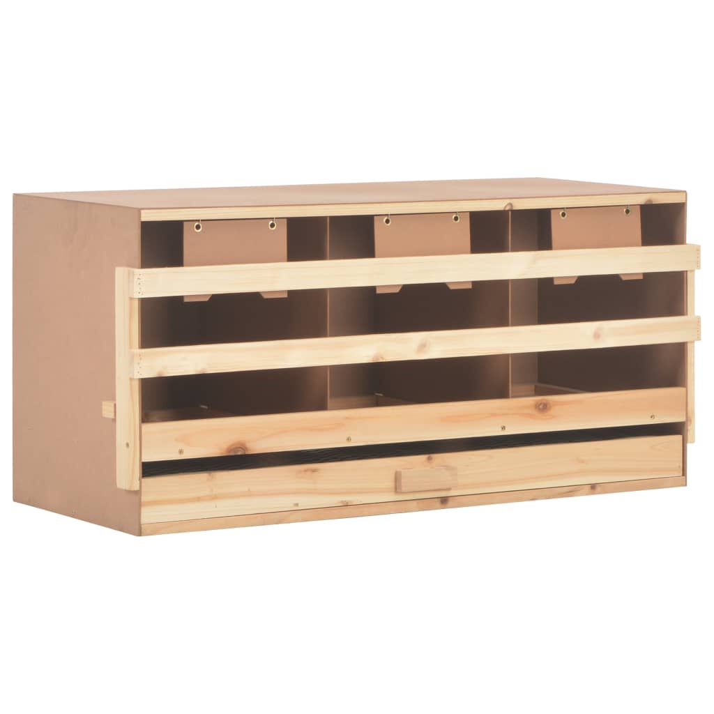vidaXL Φωλιά για Κότες με 3 Θέσεις 96x40x45 εκ. από Μασίφ Ξύλο Πεύκου