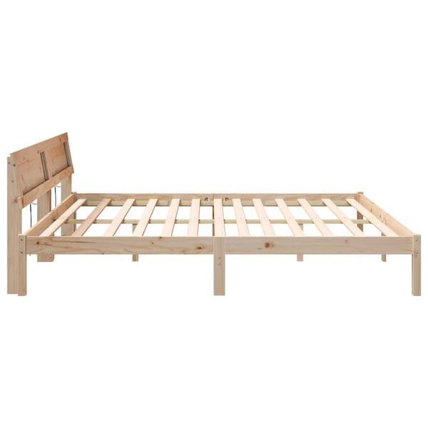 vidaXL Σκελετός Κρεβατιού Καφέ 200 x 200 cm Μασίφ ξύλο πεύκου