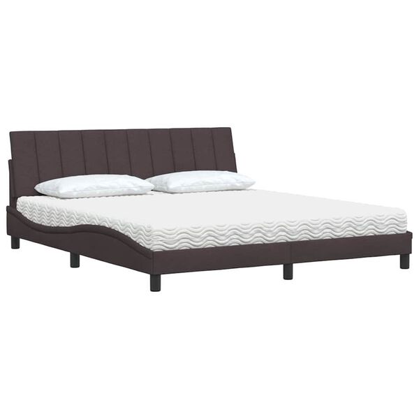 vidaXL Κρεβάτι Σκούρο Καφέ 180x200 εκ Υφασμάτινο