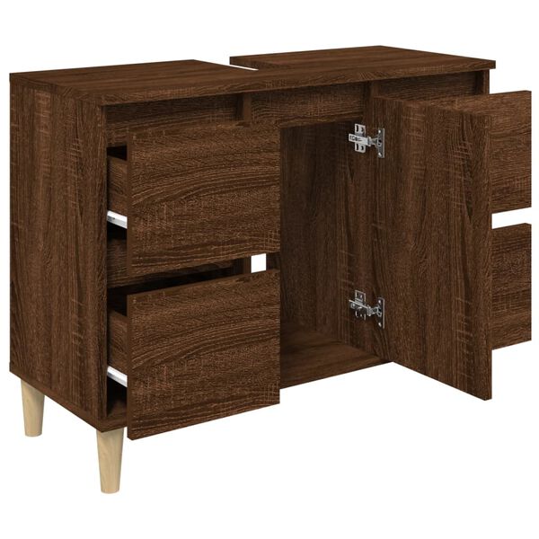 vidaXL Ντουλάπι Νιπτήρα Καφέ Δρυς 80 x 33 x 60 εκ. Επεξεργασμένο Ξύλο
