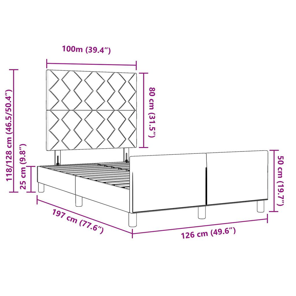 vidaXL Μαύρο Κρεβάτι από Ύφασμα 120x190 εκ