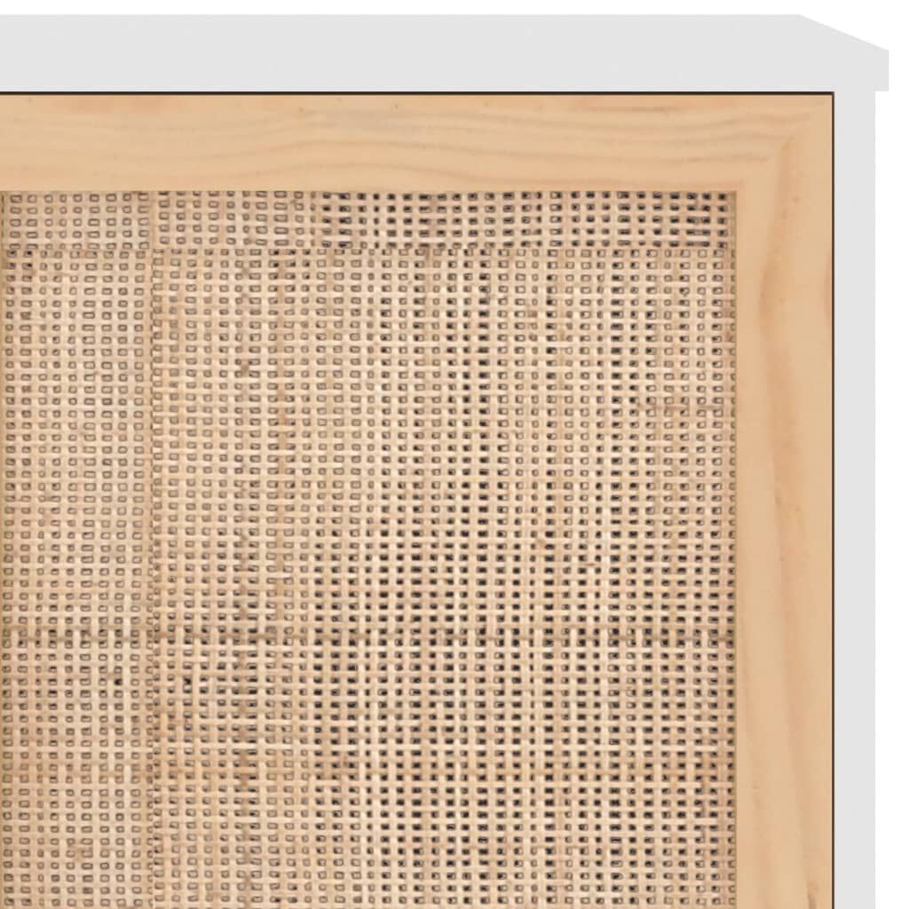 vidaXL Μπουφές Λευκός 105 x 30 x 60 εκ. Μασίφ Πεύκο & Φυσικό Ρατάν
