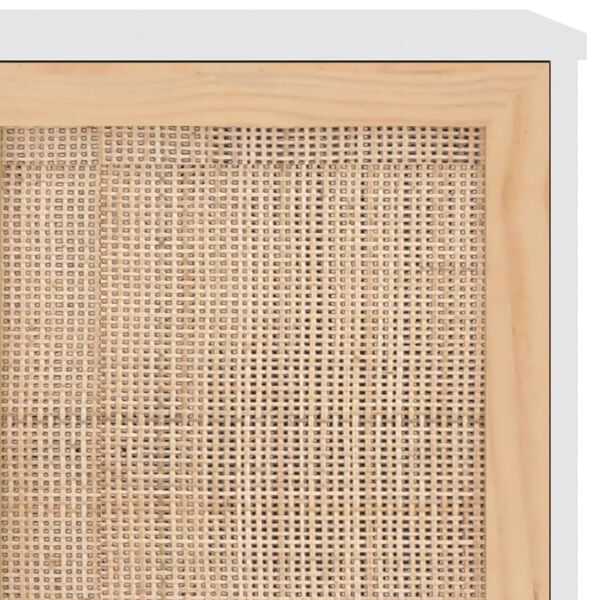 vidaXL Μπουφές Λευκός 105 x 30 x 60 εκ. Μασίφ Πεύκο & Φυσικό Ρατάν