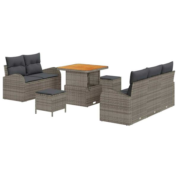 vidaXL Σετ Καναπέ Κήπου 8 pcs Γκρι συνθετικό ρατάν