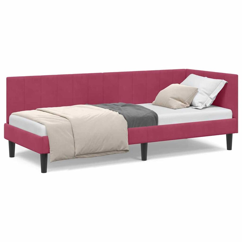 vidaXL Κρεβάτι Γωνίας με κεφαλάρι Μπορντό 80 x 200 cm Βελούδο