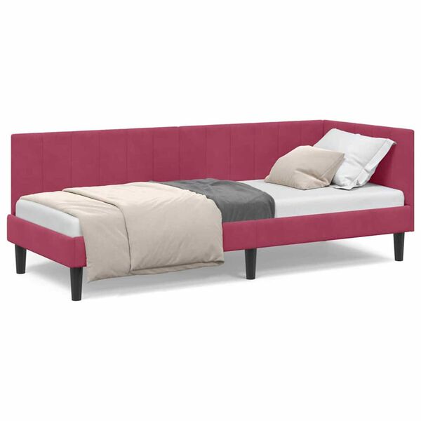 vidaXL Κρεβάτι Γωνίας με κεφαλάρι Μπορντό 80 x 200 cm Βελούδο