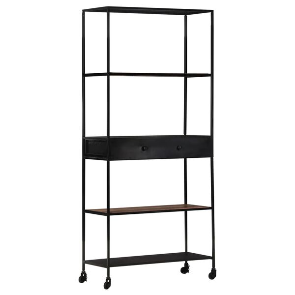 vidaXL Βιβλιοθήκη 80x35x180 εκ. από Ακατέργαστο Ξύλο Μάνγκο & Σίδηρο