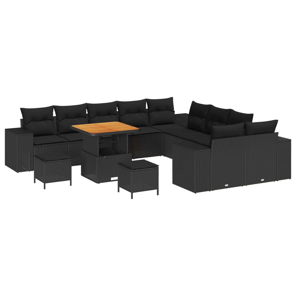 vidaXL Σετ Καναπέ Κήπου 13 pcs Μαύρο συνθετικό ρατάν