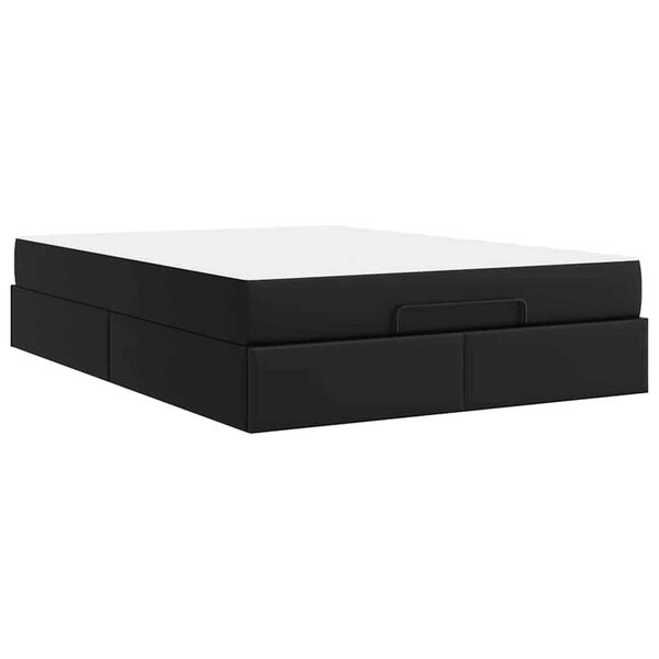 vidaXL Σκελετός κρεβατιού με στρώμα Μαύρο 140 x 190 cm Τεχνητό δέρμα