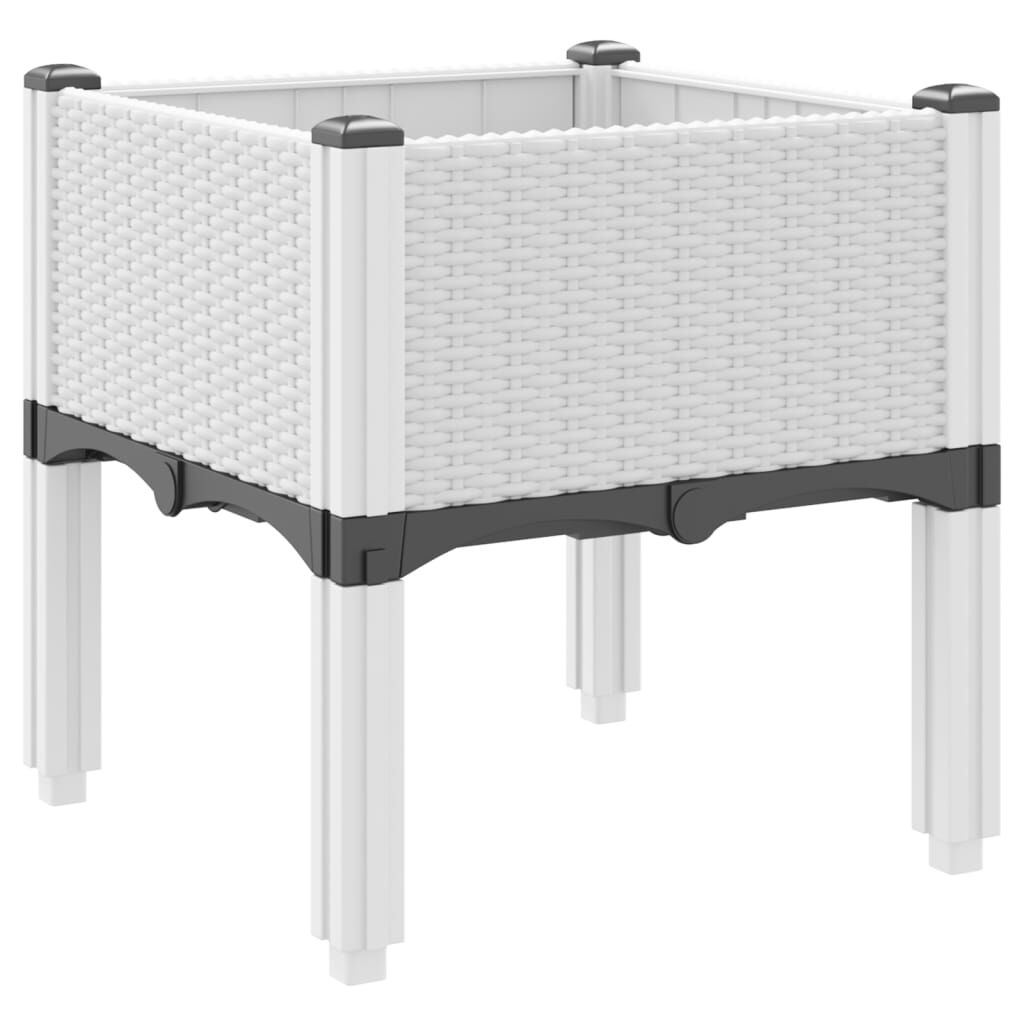 vidaXL Ζαρντινιέρα Κήπου με Πόδια Λευκή 40x40x42 εκ. Πολυπροπυλένιο