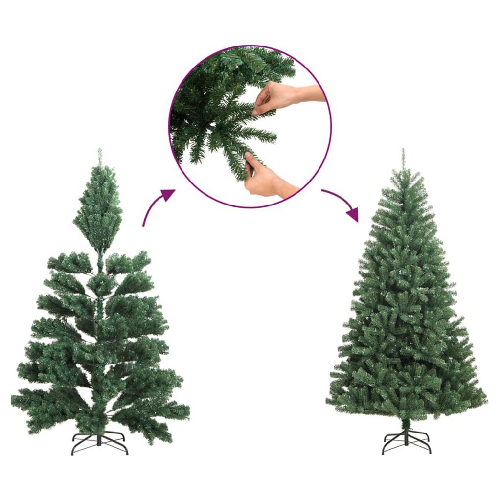 vidaXL Slim Christmas Tree LEDs & Σετ Μπάλες Πράσινο 210 εκ PVC